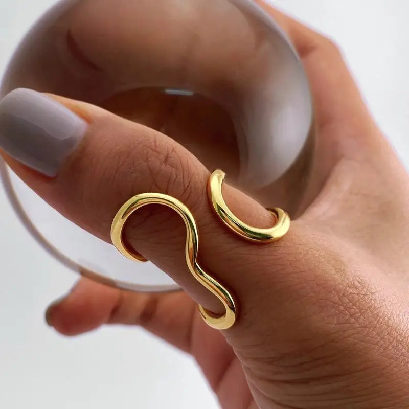 Modern  Ring  Charms PVD Real Gold 18K Plated Trendy Jewelry for Women