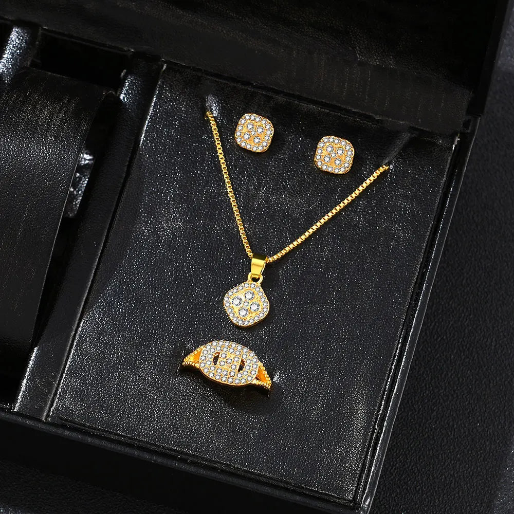 Women's Elegant Necklace, Earrings & Ring
