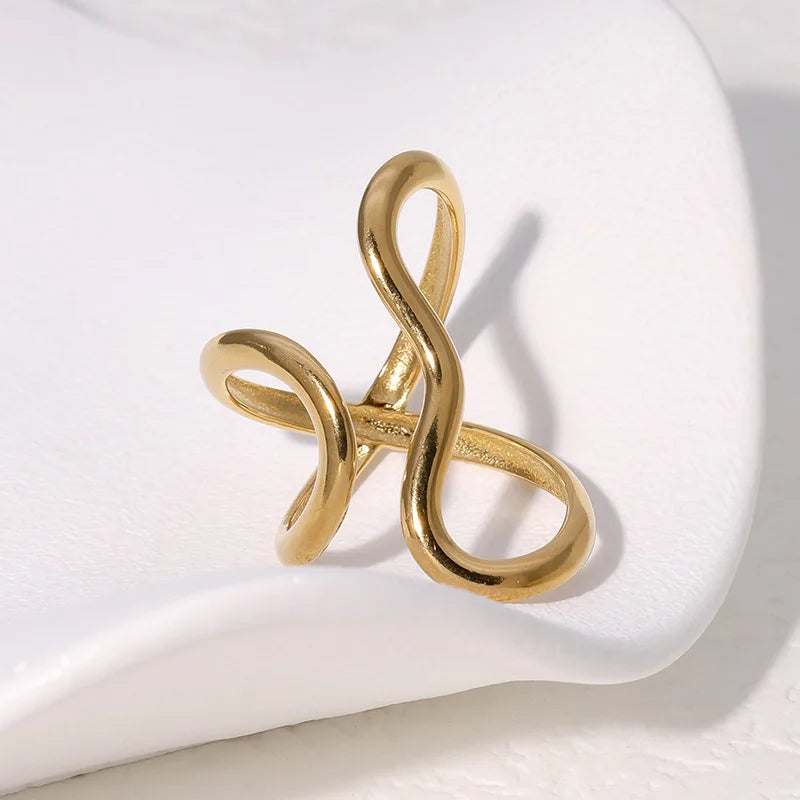 Modern  Ring  Charms PVD Real Gold 18K Plated Trendy Jewelry for Women