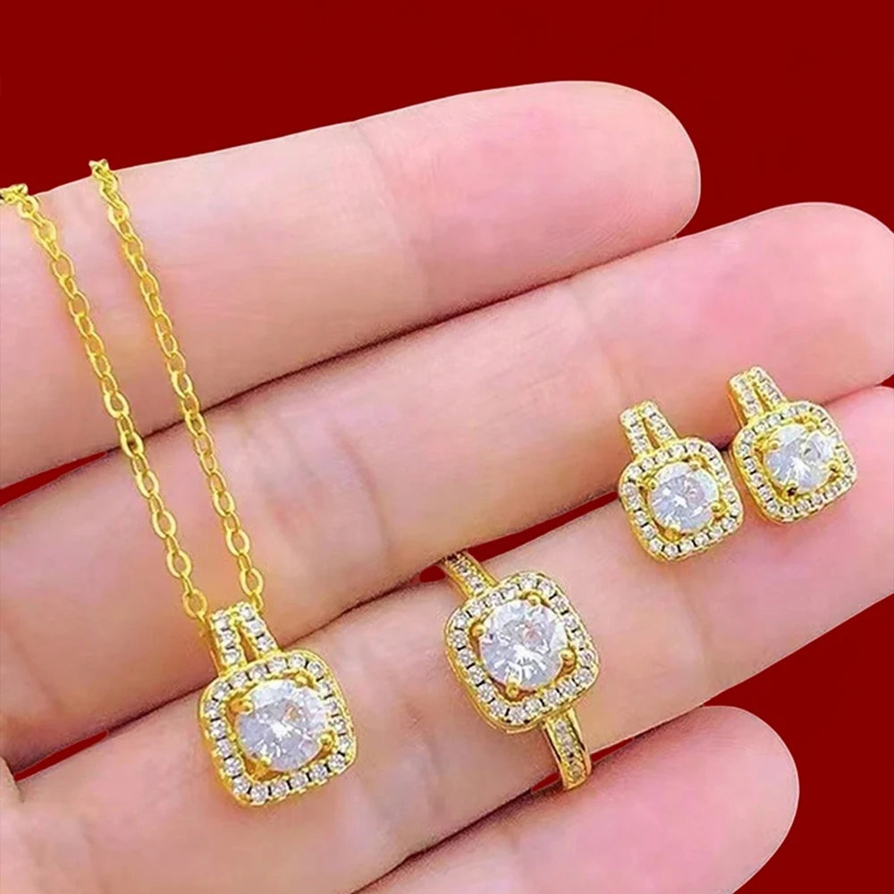 Women's Elegant Necklace, Earrings & Ring