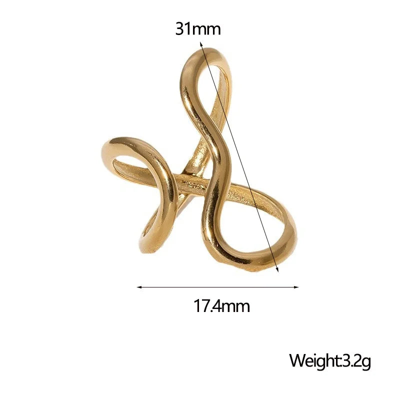 Modern  Ring  Charms PVD Real Gold 18K Plated Trendy Jewelry for Women