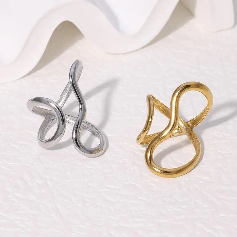 Modern  Ring  Charms PVD Real Gold 18K Plated Trendy Jewelry for Women