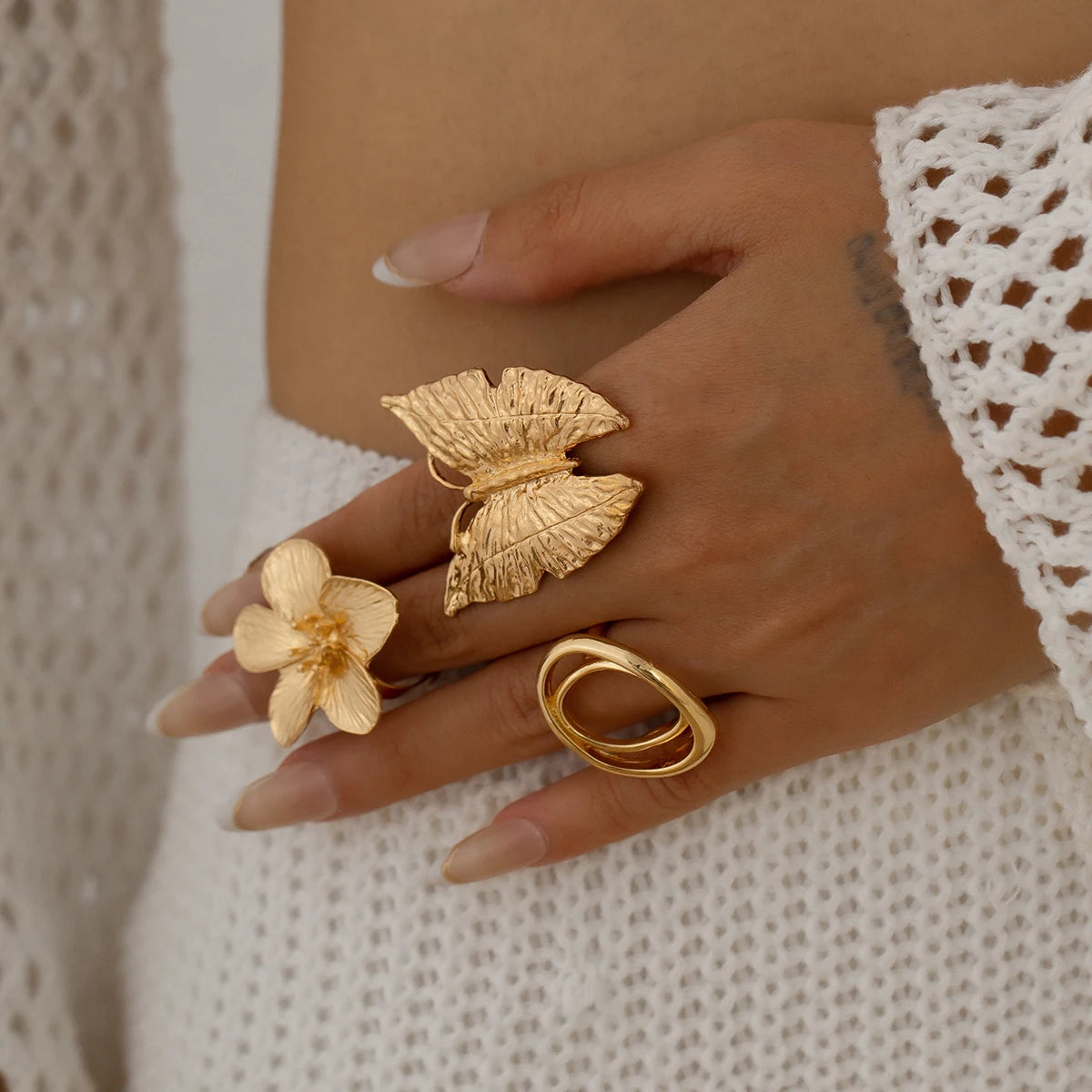 5 Styles Creative Boho Metal Butterfly Flowers Ring for Women 2025