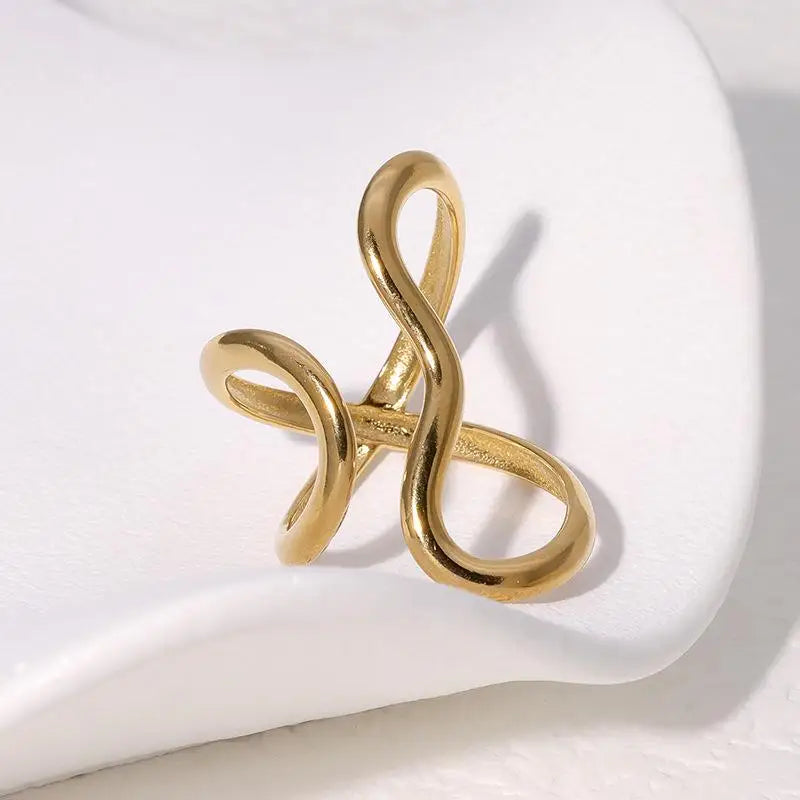 Modern  Ring  Charms PVD Real Gold 18K Plated Trendy Jewelry for Women