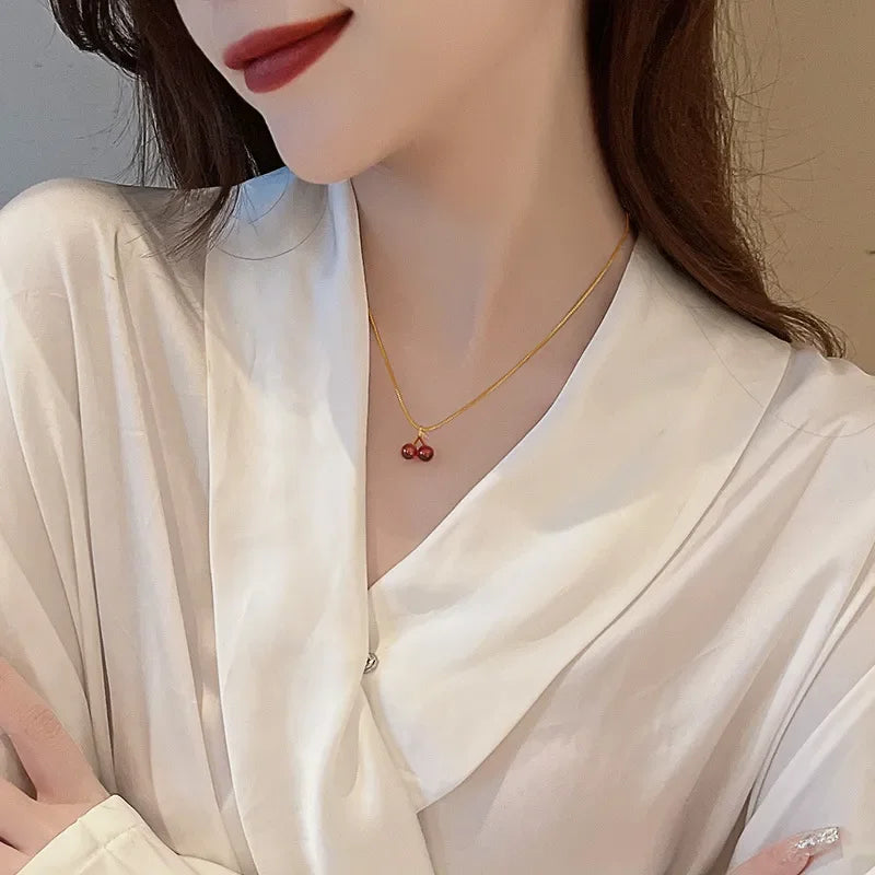 Red Cherry Pendant Necklaces