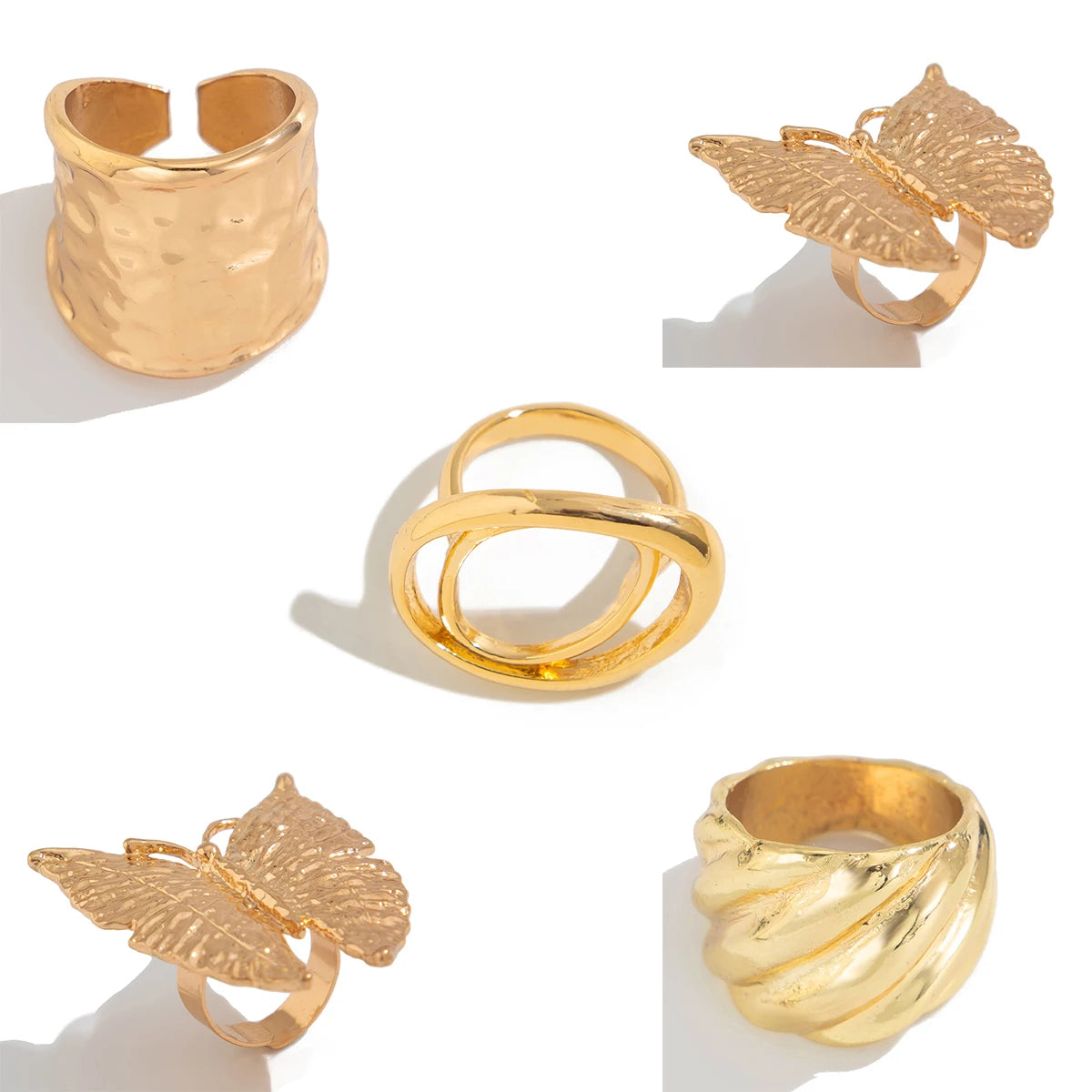 5 Styles Creative Boho Metal Butterfly Flowers Ring for Women 2025