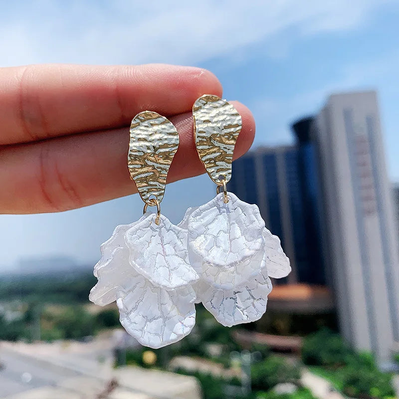 White Earrings Crystal Zirconia Flower 🌸