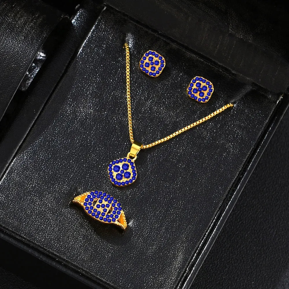 Women's Elegant Necklace, Earrings & Ring